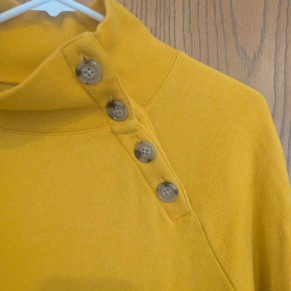 J. Crew Large Button Collar Pullover Yellow Gold Sweatshirt- Small - Picture 2 of 5